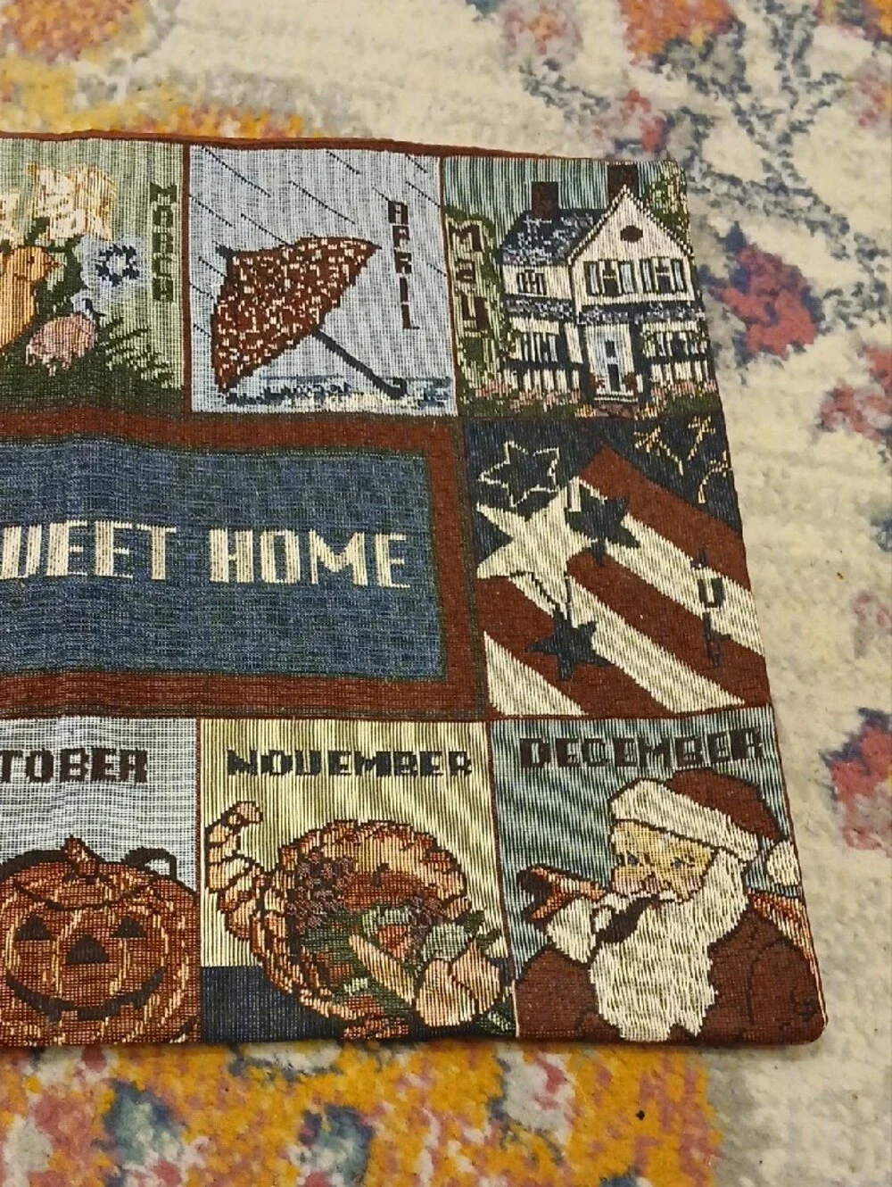 Home Sweet Home Seasonal Panel  Mat - Blue and Brown